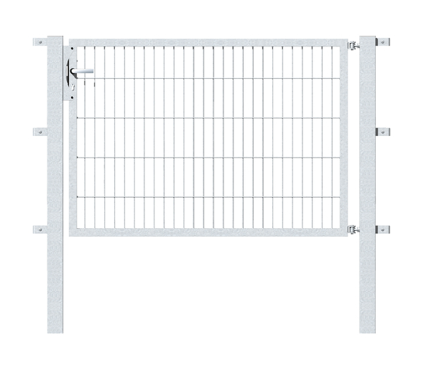 Single gate Flexo, type 6/5/6, Material: raw steel, Surface: hot-dip galvanised passivated, for setting in concrete, Nominal width: 1500 mm, Clear width: 1515 mm, Clearance width: 1401 mm, Height: 1000 mm, Post length: 1700 mm, Post thickness: 80 x 80 mm, Frame width: 1425 mm, Frame thickness: 40 x 40 mm, Mesh width: 50 x 200 mm, 15-year warranty against rusting through