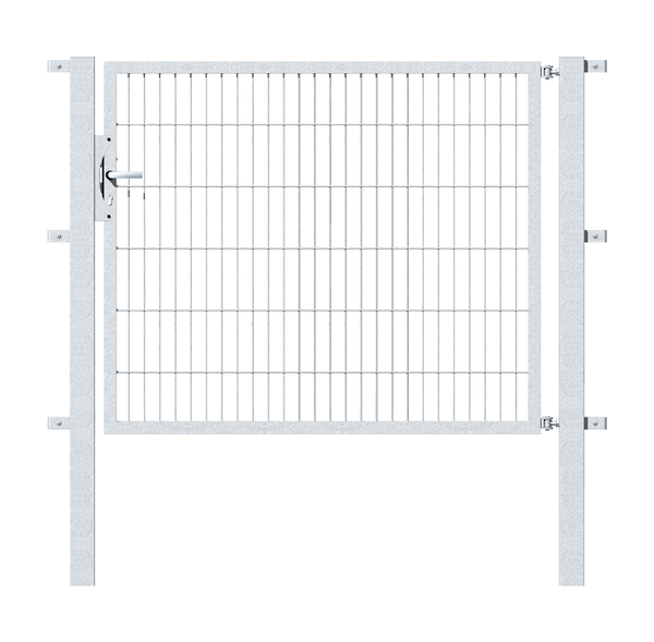 Single gate Flexo, type 6/5/6, Material: raw steel, Surface: hot-dip galvanised passivated, for setting in concrete, Nominal width: 1500 mm, Clear width: 1515 mm, Clearance width: 1401 mm, Height: 1200 mm, Post length: 1900 mm, Post thickness: 80 x 80 mm, Frame width: 1425 mm, Frame thickness: 40 x 40 mm, Mesh width: 50 x 200 mm, 15-year warranty against rusting through