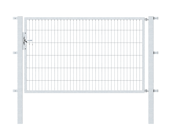 Single gate Flexo, type 6/5/6, Material: raw steel, Surface: hot-dip galvanised passivated, for setting in concrete, Nominal width: 2000 mm, Clear width: 2015 mm, Clearance width: 1901 mm, Height: 1200 mm, Post length: 1900 mm, Post thickness: 80 x 80 mm, Frame width: 1925 mm, Frame thickness: 40 x 40 mm, Mesh width: 50 x 200 mm, 15-year warranty against rusting through