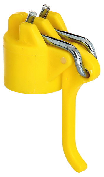 Line tensioner head for clothesline posts, Material: plastic, colour: yellow, For tube-Ø: 42 mm