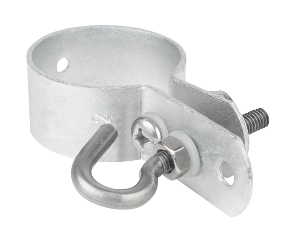 Clip for fixing mesh tension bars, Material: raw steel, Surface: hot-dip galvanised, Circlip dia.: 42 mm, 15-year warranty against rusting through