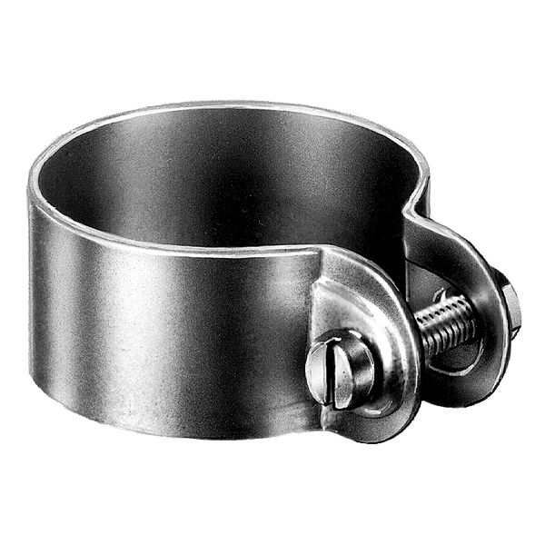 Ring clip for braces and tension bridges, Material: raw steel, Surface: hot-dip galvanised, Width: 25 mm, Circlip dia.: 48 mm, Material thickness: 1.50 mm, Screw: M8, Screw length: 30 mm, 15-year warranty against rusting through