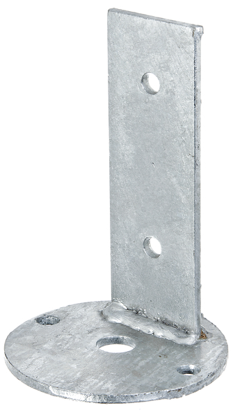 Fixing bracket, Material: raw steel, Surface: hot-dip galvanised, for screwing on, Screw-on plate dia.: 100 mm, Total height: 150 mm, Hole: Ø8.5 mm, 15-year warranty against rusting through