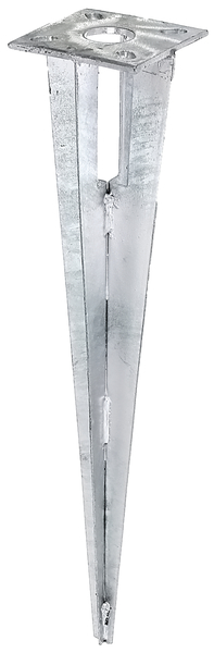 Fence post spike for steel tube fence posts, Material: raw steel, Surface: hot-dip galvanised, Length: 500 mm, For posts-Ø: 34 mm, 15-year warranty against rusting through