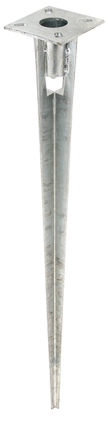 Fence post spike for steel tube fence posts, Material: raw steel, Surface: hot-dip galvanised, Length: 750 mm, For posts-Ø: 38 mm, 15-year warranty against rusting through