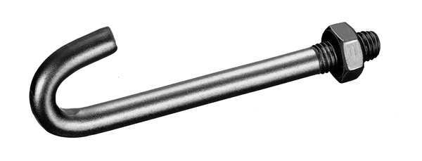 Hook screw for fixing double bar grating panels, Material: raw steel, Surface: hot-dip galvanised, For posts-Ø: 60 mm, For posts: 60 x 40 mm, Screw: M8, Screw length: 90 mm, Hole: Ø9 mm, 15-year warranty against rusting through