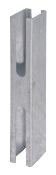 Fence post adapter, for extending existing fence posts, Material: raw steel, Surface: hot-dip galvanised passivated, Length: 250 mm, For posts: 60 x 40 mm, 15-year warranty against rusting through