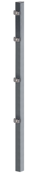Zaunpfosten inkl. innenliegender Klemmlasche, Bohrabstand 400 mm, Zubehör innenliegend pro Pfosten, Material: Stahl roh, Oberfläche: sendzimirverzinkt, anthrazit kunststoffbeschichtet RAL 7016, zum Einbetonieren, Länge: 2000 mm, für Mattenhöhe: 1400 mm, Pfostenstärke: 60 x 40 mm, Anzahl Löcher: 5, Loch: Ø12 mm, 15 Jahre Garantie gegen Durchrosten