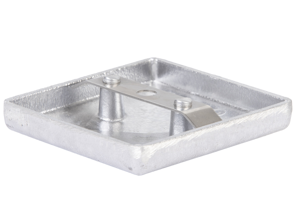 Pfostenkappe für quadratische Metallpfosten, mit Feder, Material: Aluminium, Länge: 80 mm, Breite: 80 mm