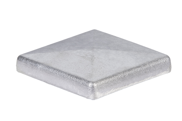 Pfostenkappe für quadratische Metallpfosten, mit Feder, Material: Aluminium, Länge: 80 mm, Breite: 80 mm