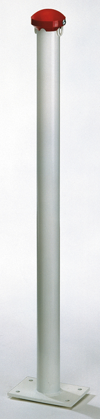 Bollard standard GAH, Material: raw steel, Surface: galvanised, white powder-coated, for screwing on, Post dia.: 60 mm, Height above ground: 1000 mm, Plate length: 180 mm, Plate width: 120 mm, No. of eyes: 2