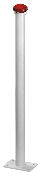 Bollard standard GAH, Material: raw steel, Surface: galvanised, white powder-coated, for screwing on, Post dia.: 60 mm, Height above ground: 1000 mm, Plate length: 180 mm, Plate width: 120 mm