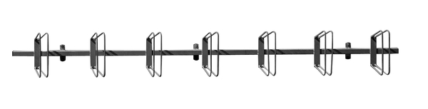 Fahrradständer Hagen, Reihenanlage, Material: Stahl roh, Oberfläche: feuerverzinkt passiviert, Wandelement ohne Pfosten zum Anschrauben, Gesamtlänge mit Pfosten: Gesamtlänge ohne Pfosten: 2990 mm, Abstand Mitte - Mitte Halter: 434 mm, Rahmenstärke: 40 x 40 mm, Loch: Ø10 mm