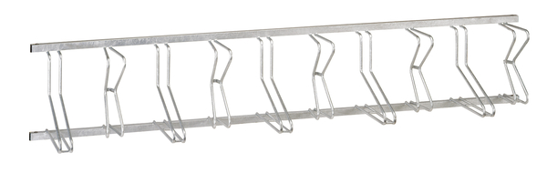 Fahrradständer Bremen, Reihenanlage, Material: Stahl roh, Oberfläche: feuerverzinkt passiviert, Wandelement ohne Pfosten zum Anschrauben, Gesamtlänge mit Pfosten: Gesamtlänge ohne Pfosten: 2990 mm, Abstand Mitte - Mitte Halter: 306 mm, Rahmenstärke: 40 x 40 mm
