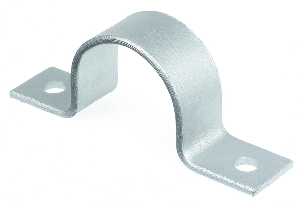 Fixing clamp for bicycle stands City and Ville, Material: raw steel, Surface: hot-dip galvanised passivated, for screwing on, Hole-Ø: 10 mm, Total length: 104 mm, Total width: 40 mm, Total height: 42.5 mm