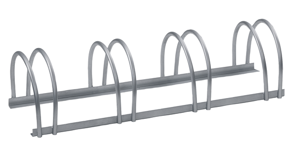 Mehrfach-Fahrradständer, freistehend, Material: Stahl roh, Oberfläche: feuerverzinkt, Länge: 1000 mm, Höhe: 255 mm, Tiefe: 300 mm, Rahmenstärke: 25 x 25 mm, Bügel-Ø: 16 mm, Anzahl Einstellplätze: 4