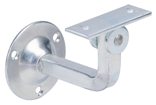 Handrail support, support adjustable, for fixing to the wall, Material: raw steel, Surface: galvanised, for screwing on, straight support, Plate dia.: 60 mm, Length of support: 60 mm, Width of support: 23 mm
