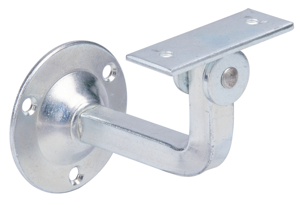 Handrail support, support adjustable, for fixing to the wall, Material: raw steel, Surface: galvanised, for screwing on, straight support, Plate dia.: 60 mm, Length of support: 60 mm, Width of support: 23 mm, CutCase