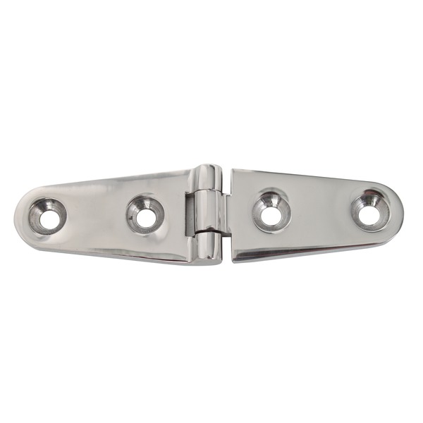 Hinge, with countersunk screw holes, Material: stainless steel, V4A / AISI 316 / DIN 1.4401, Contents per PU: 1 Piece, Length: 25 mm, Width: 100 mm, Material thickness: 4.00 mm, No. of holes: 4, Hole: Ø5.5 mm, Retail packaged