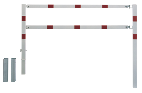 Absperrgitter Moovy, Material: Stahl roh, Oberfläche: feuerverzinkt passiviert, zum Einbetonieren, Breite: 1500 mm, Höhe über Boden: 1000 mm, Gesamtlänge Pfosten: 1500 mm, Traverse: 60 x 40 mm