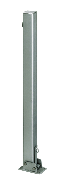 Bollard Locky, angular, foldable, Material: raw steel, Surface: hot-dip galvanised passivated, for screwing on, Post: 70 x 70 mm, Height above ground: 1000 mm, Plate length: 160 mm, Plate width: 100 mm