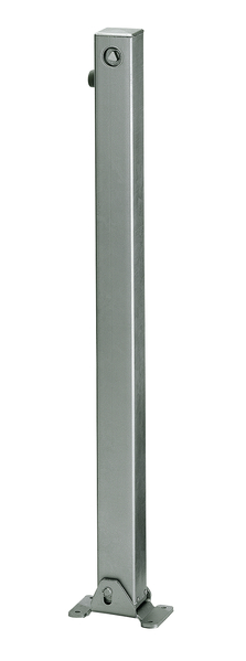 Bollard Klappy, angular, foldable, Material: raw steel, Surface: hot-dip galvanised passivated, for screwing on, master keyed profile cylinder lock with three keys, Post: 70 x 70 mm, Height above ground: 1000 mm, Plate length: 160 mm, Plate width: 100 mm, Ground plate: 160 x 100 mm, No. of holes: 4, Hole: Ø9 mm