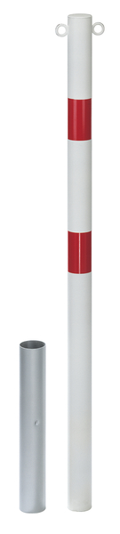 Absperrpfosten Stabo, herausnehmbar, Material: Stahl roh, Oberfläche: feuerverzinkt passiviert, zum Einbetonieren, Pfosten-Ø: 76 mm, Höhe über Boden: 1000 mm, Bodenhülsen-Ø: 65 mm, Länge Bodenhülse: 400 mm