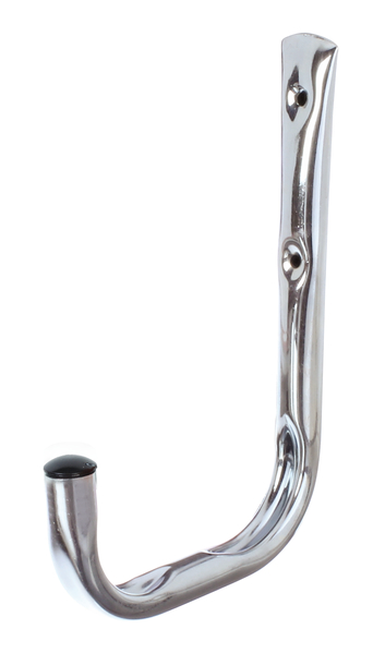 Hak ścienny, zagięty, materiał: stal surowa, powierzchnia: ocynkowana galwanicznie, pasywowana na niebiesko, Wysokość: 215 mm, Głębokość: 150 mm, Wysokość haka: 85 mm, Obciążenie maks.: 40 kg, Średnica rurki: 18 mm