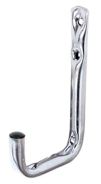 Hak ścienny, zagięty, materiał: stal surowa, powierzchnia: ocynkowana galwanicznie, pasywowana na niebiesko, Wysokość: 120 mm, Głębokość: 80 mm, Wysokość haka: 40 mm, Obciążenie maks.: 25 kg, Średnica rurki: 12 mm