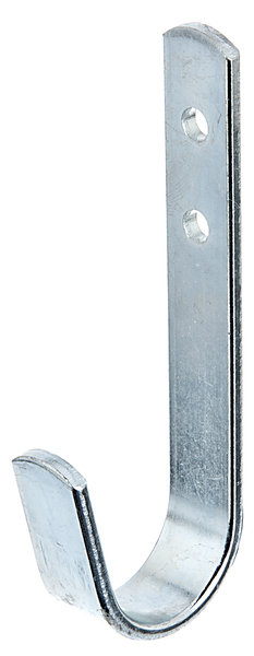 Wandhaken, gebogen, Material: Stahl roh, Oberfläche: galvanisch blau verzinkt, Gesamthöhe: 90 mm, Tiefe: 30 mm, Höhe Haken: 35 mm, Breite: 14 mm, Belastung max.: 25 kg