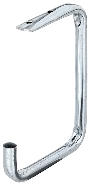 Ceiling hook, curved, Material: raw steel, Surface: blue galvanised, Depth: 70 mm, Total height: 160 mm, Depth of hook: 110 mm, Height of hook: 50 mm, Max. load capacity: 10 kg, Tube Ø: 12 mm