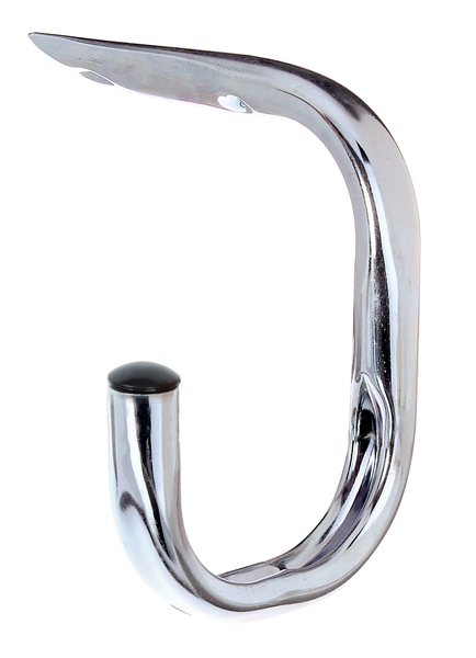 Bicycle hook, curved, for fixing to the ceiling, Material: raw steel, Surface: blue galvanised, Total height: 150 mm, Width: 150 mm, Depth of hook: 110 mm, Max. load capacity: 40 kg, Tube Ø: 18 mm