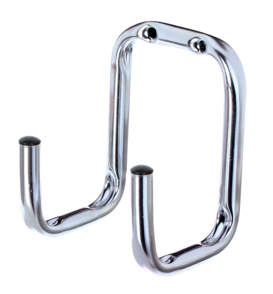 Wall hook, double-angled, Material: raw steel, Surface: blue galvanised, Height: 115 mm, Depth: 80 mm, Width: 90 mm, Max. load capacity: 20 kg, Tube Ø: 12 mm