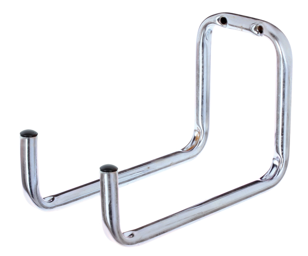 Wall hook, double-angled, Material: raw steel, Surface: blue galvanised, Height: 120 mm, Depth: 160 mm, Width: 90 mm, Max. load capacity: 10 kg, Tube Ø: 12 mm