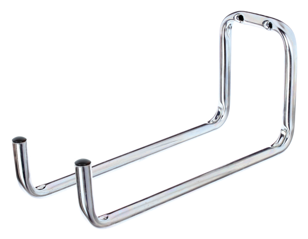 Wall hook, double-angled, Material: raw steel, Surface: blue galvanised, Height: 120 mm, Depth: 245 mm, Width: 90 mm, Max. load capacity: 8 kg, Tube Ø: 12 mm