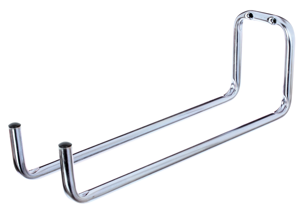 Wall hook, double-angled, Material: raw steel, Surface: blue galvanised, Height: 120 mm, Depth: 330 mm, Width: 90 mm, Max. load capacity: 6 kg, Tube Ø: 12 mm