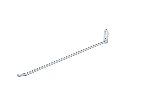 Pegboard hook, angled, Material: raw steel, Surface: blue galvanised, Depth: 300 mm, Max. load capacity: 8 kg, Diameter: 7 mm