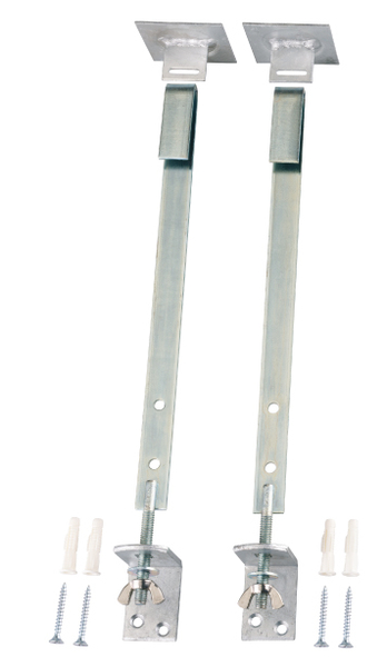 Gitterrostsicherung, mit versenkten Schraublöchern, Material: Stahl roh, Oberfläche: verzinkt, Inhalt pro PE: 2 St., Länge: 370 mm, Flacheisen: 19 x 2,5 mm, SB-verpackt