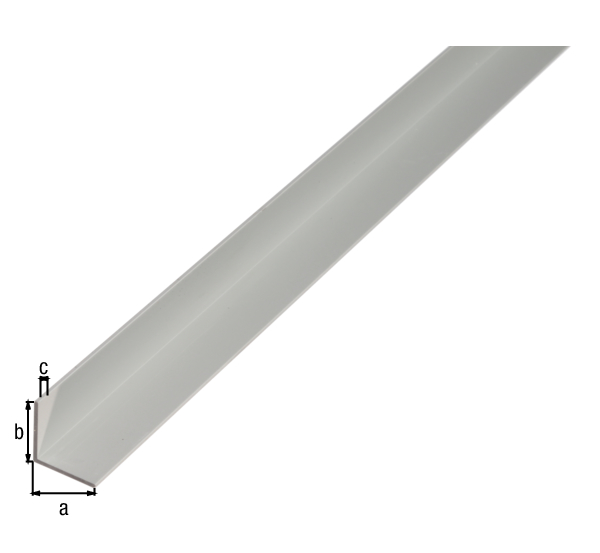 Angle profile, Material: Aluminium, Surface: silver anodised, Width: 9.5 mm, Height: 7.5 mm, Material thickness: 1.5 mm, Length: 1000 mm, For plate thickness: 6 - 8 mm