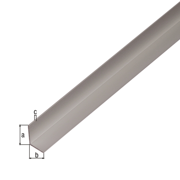 Angle profile, Material: Aluminium, Surface: silver anodised, Width: 9.5 mm, Height: 7.5 mm, Material thickness: 1.5 mm, Length: 2000 mm, For plate thickness: 6 - 8 mm