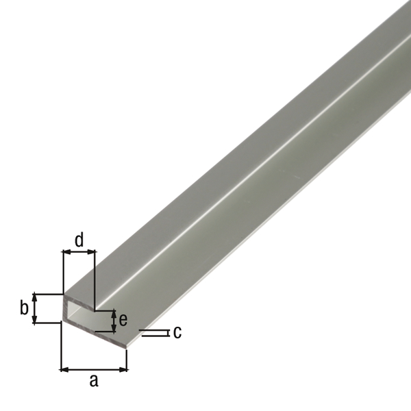 Profilo terminale autobloccante, Materiale: alluminio, superficie: anodizzata argento, Larghezza inferiore: 20 mm, altezza: 9 mm, Spessore del materiale: 1,5 mm, Larghezza superiore: 10 mm, altezza netta: 6 mm, Lunghezza: 1000 mm