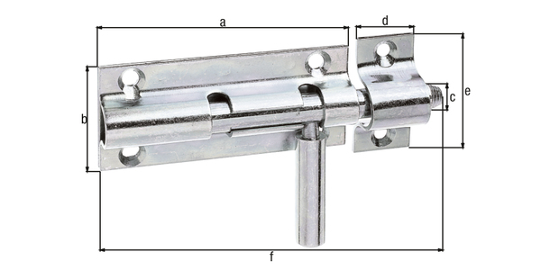 Alberts Bolzenriegel PISTOLET aus Stahl mit Feder 176 mm