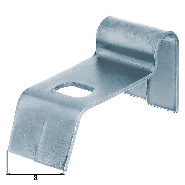 Tope de pórtico, con agujeros oblongos, Material: Acero crudo, Superficie: galvanizado, para hormigonar, Anchura: 50 mm, dimensión de la partida para hormigonar: 40 mm, Espesura del material: 2,50 mm, Número de agujeros: 1, Perforación: 28 x 18 mm