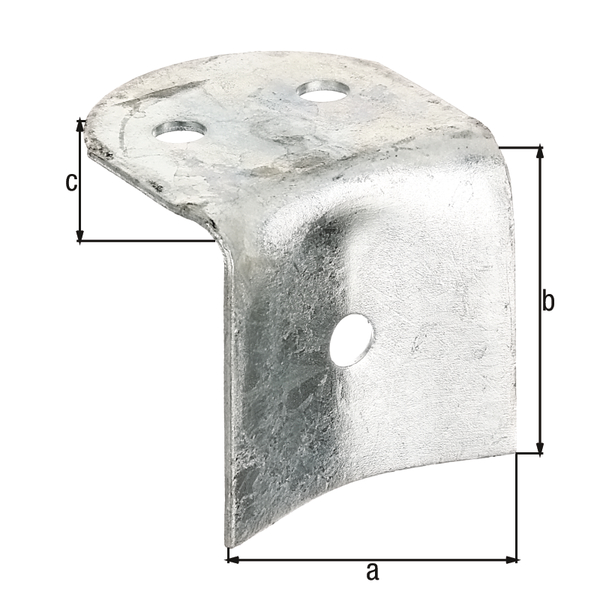 Zaun-Riegelbeschlag, für Pfosten und Halbrund-Zaunriegel Ø100 mm, Material: Stahl roh, Oberfläche: feuerverzinkt, Breite: 70 mm, Höhe: 65 mm, Tiefe: 70 mm, Materialstärke: 2,00 mm, Anzahl Löcher: 3, Loch: Ø11 mm