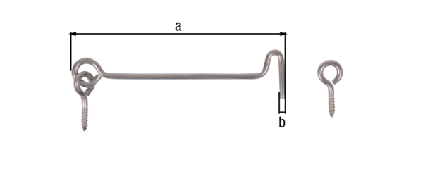 Sturmhaken, mit Ösen, Material: Edelstahl, zum Einschrauben, Länge: 100 mm, Haken-Ø: 3 mm