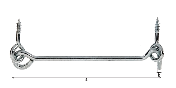 Gancho contraviento, Con ojales, Material: Acero crudo, Superficie: galvanizado, para atornillar, Longitud: 120 mm, Ø del gancho: 4 mm