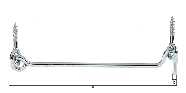 Gancho contraviento, Con ojales, Material: Acero crudo, Superficie: galvanizado, para atornillar, Longitud: 157 mm, Ø del gancho: 5 mm