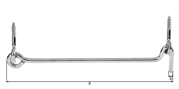 Sturmhaken, mit Ösen, Material: Stahl roh, Oberfläche: galvanisch blau verzinkt, zum Einschrauben, Länge: 198 mm, Haken-Ø: 6 mm