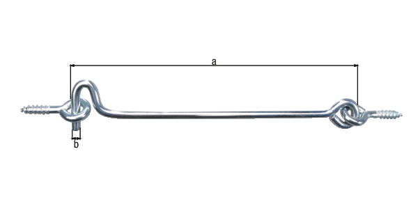 Gancio, con occhielli, Materiale: acciaio grezzo, superficie: zincata blu, da avvitare, lunghezza: 250 mm, Ø gancio: 7 mm