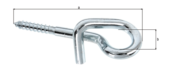 Swing hook with wood thread, Material: raw steel, Surface: blue galvanised, for screwing in, Length: 160 mm, Inner dia.: 11.5 mm, Thread-Ø: 12 mm, Thread length: 55 mm